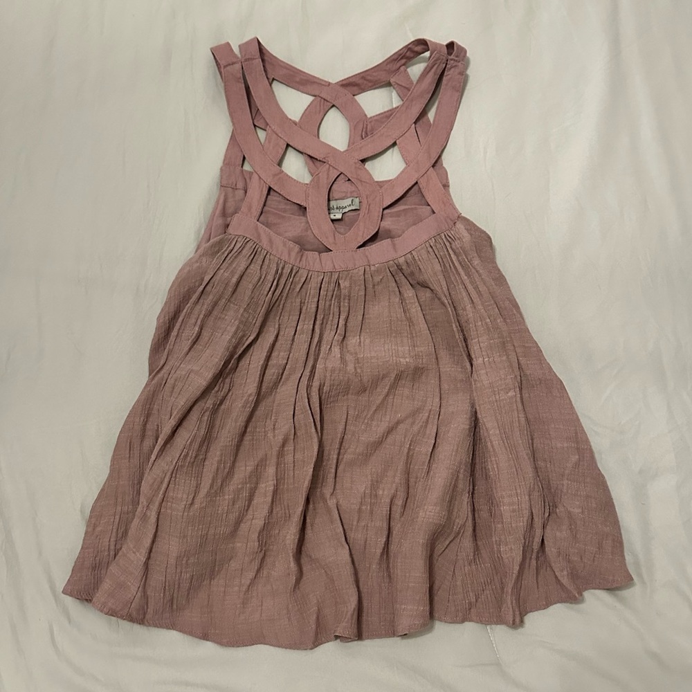 LIKE NEW Wishlist Apparel Double Lined Mauve Blouse with Neck Detailing/Cutouts
